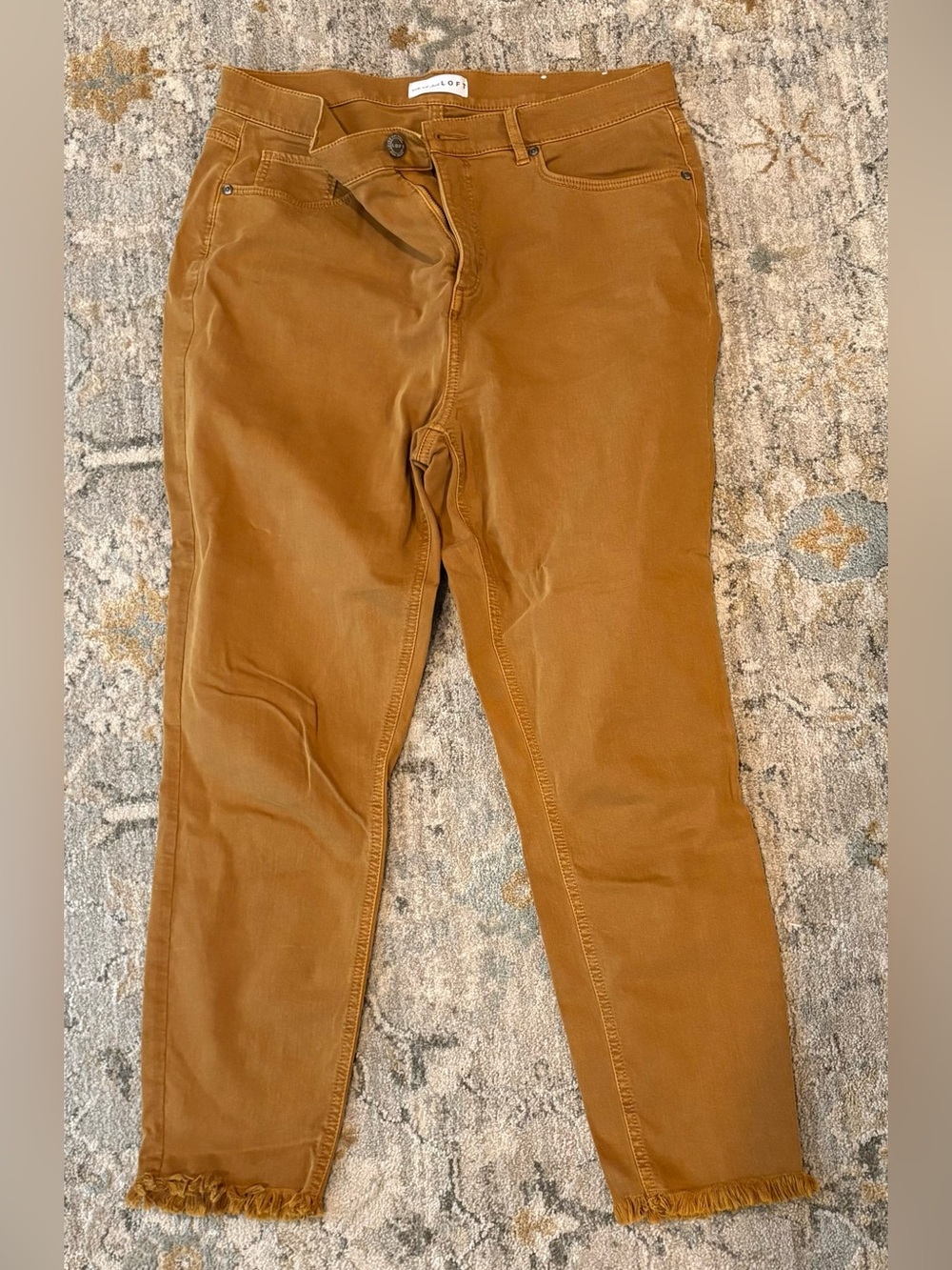 Loft Cropped High Waist Mustard Jeans